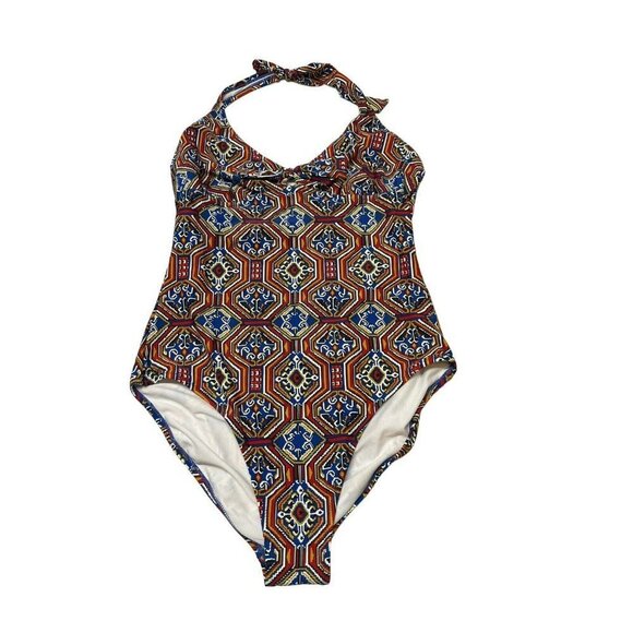 NWT JESSICA SIMPSON Floral Print 1PC Halter Top Swimsuit Women’s size  Large - Picture 1 of 10